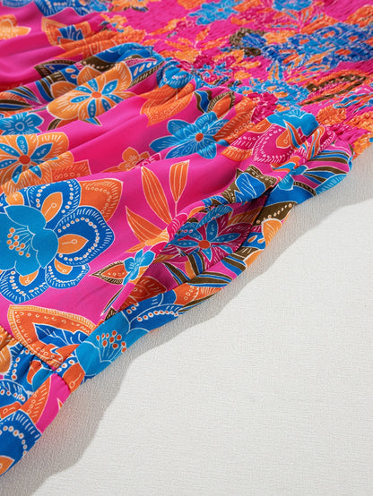 Crimson Blossom Tiered Sleeveless Plus Size Maxi Dress