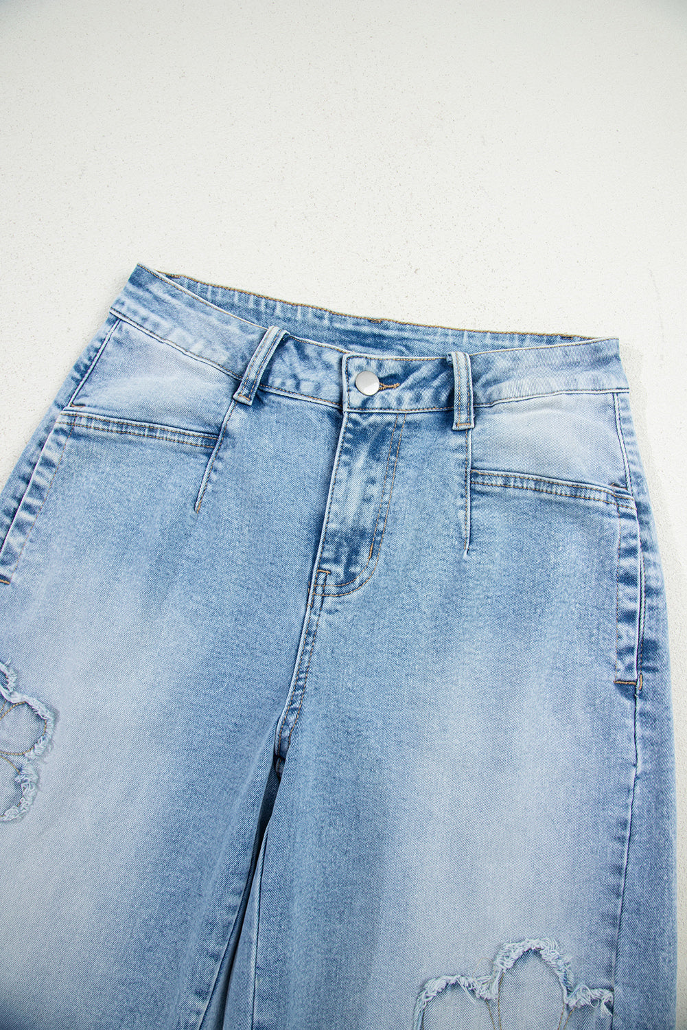 flower patched jeans