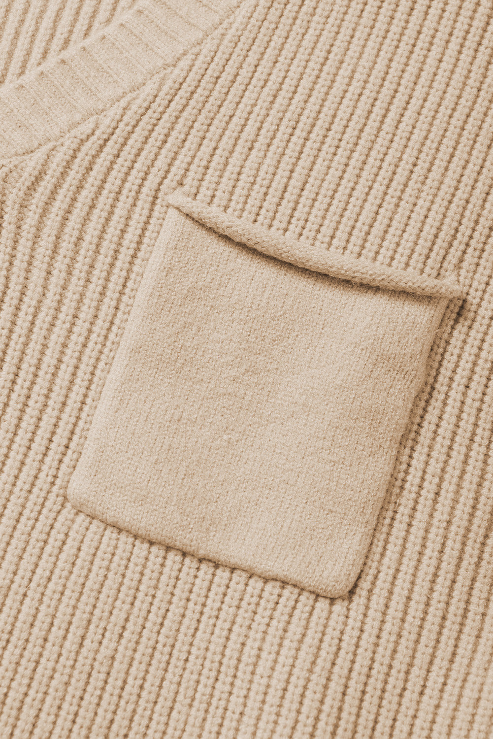 Apricot Ribbed V Neck Cap Sleeve Sweater with Chest Pocket