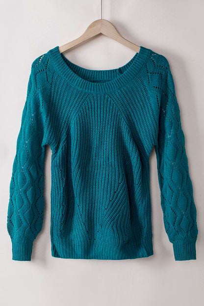 blue knit sweater