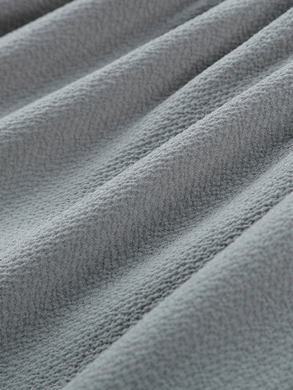 Stylish Pleated V-Neck Dress with Belt and Short Sleeves