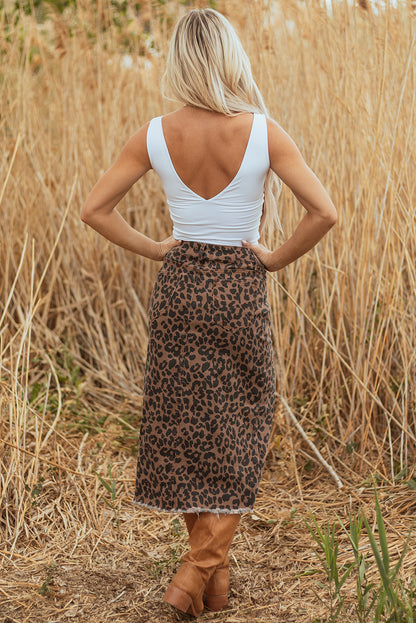 leopard midi skirt