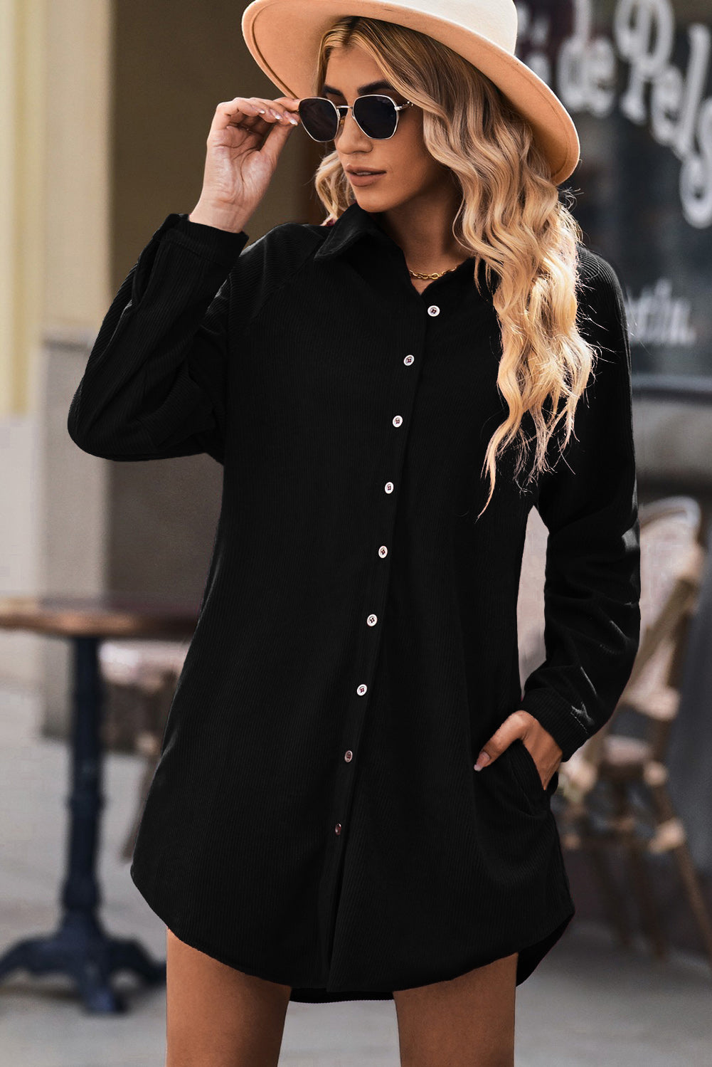 black corduroy dress