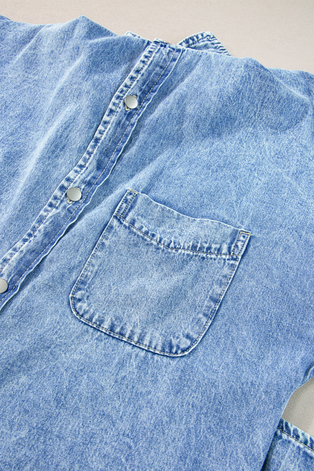 Denim Shirt Dress with Button Pockets