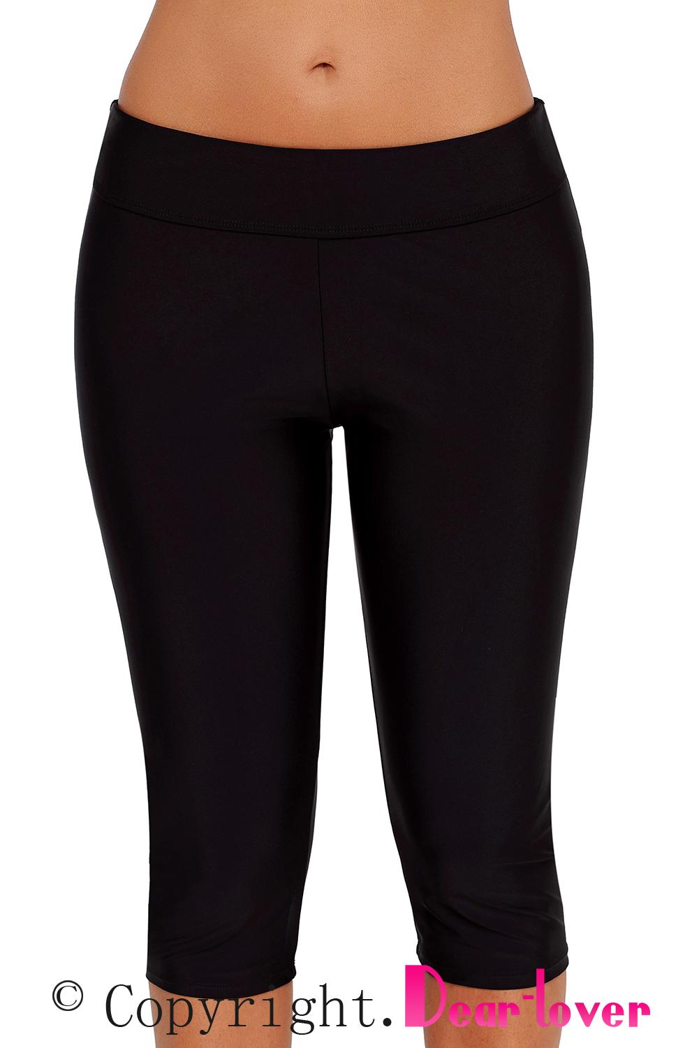Black Capri Swim Tights for Women