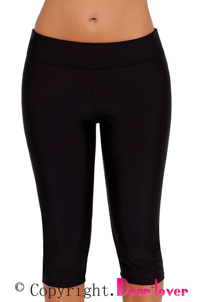 Black Capri Swim Tights for Women