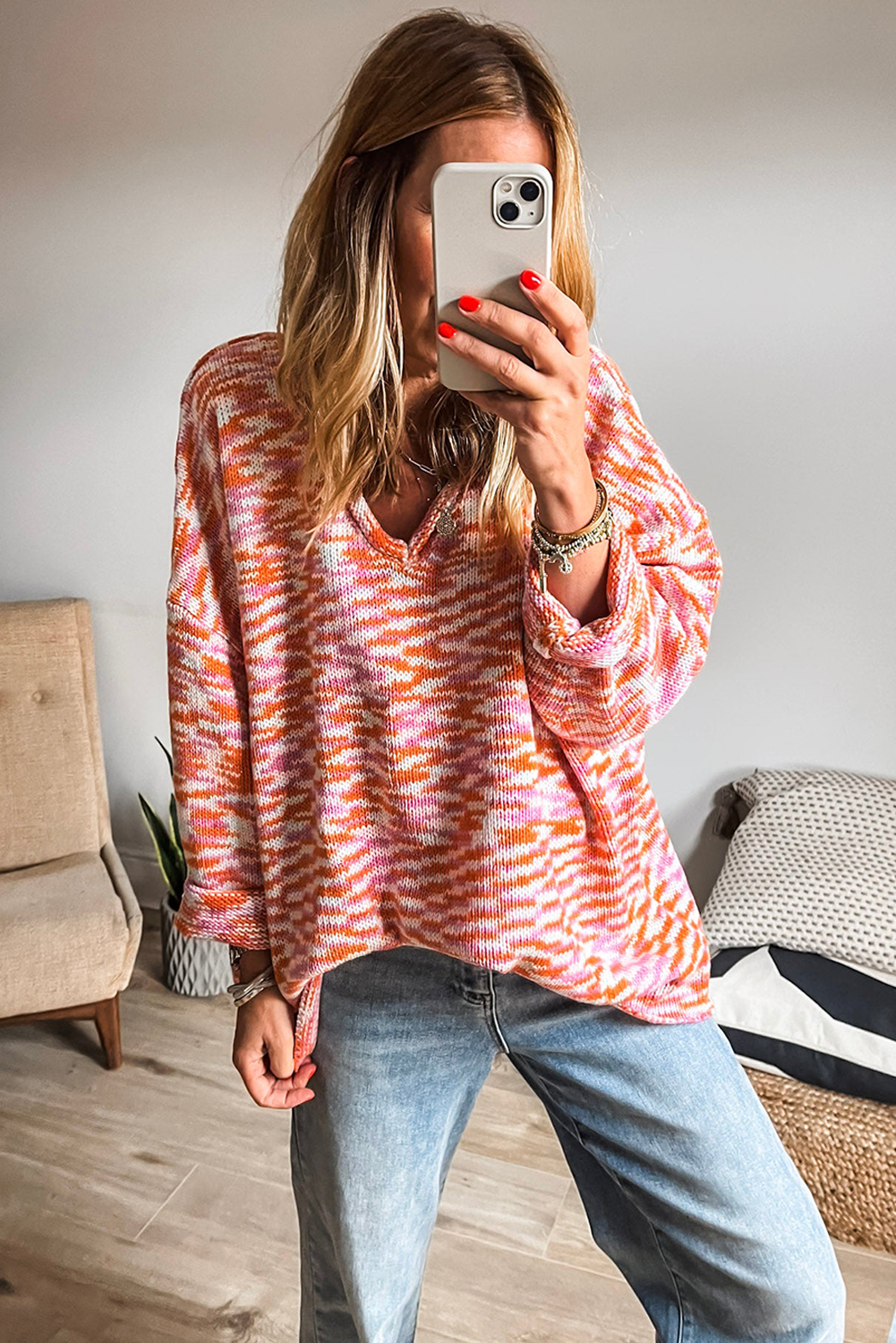 abstract print sweater