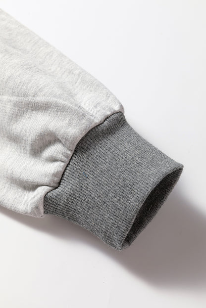 Dark Grey LOVE Graphic Exposed Seam Patchwork Uneven Hem Chic Sweatshirt