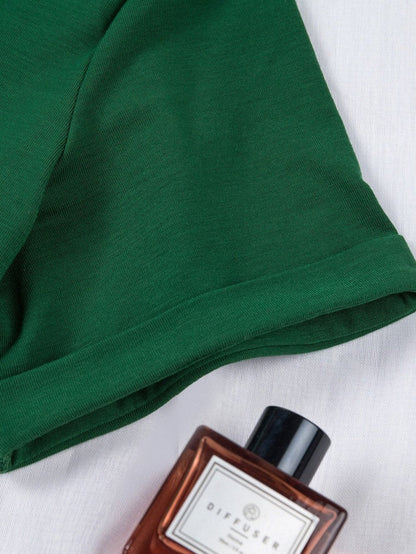 Green Casual Crew Neck T-Shirt for Women