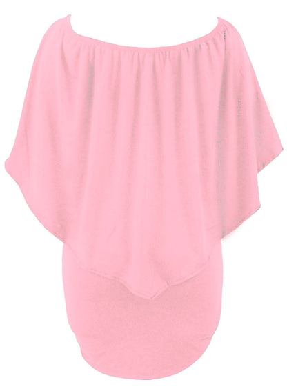 Layered Pink Plus Size Poncho Dress with Multiple Dressing Styles