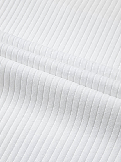 Trendy White Colorblock Patchwork Batwing Sleeve Ribbed Plus T-Shirt