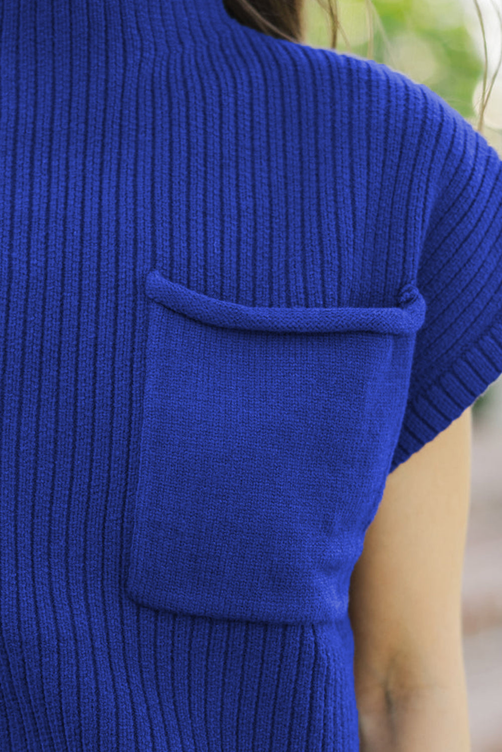 short sleeve ribbed sweater