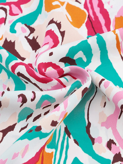 Fiery Red Paisley Lantern Sleeve Blouse