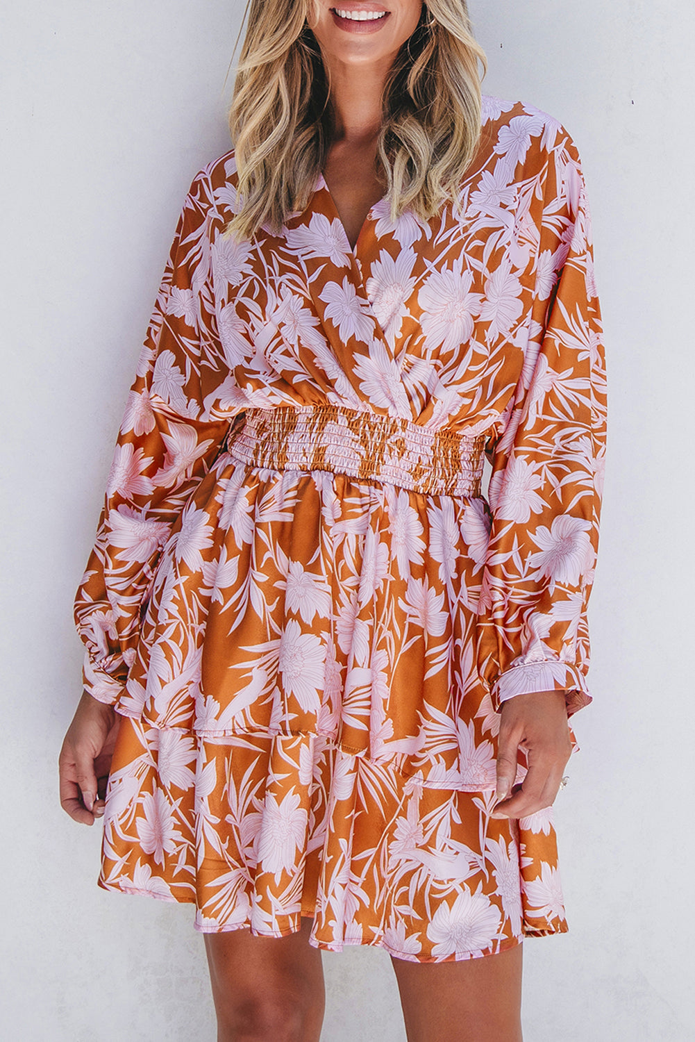 puff sleeve floral dress