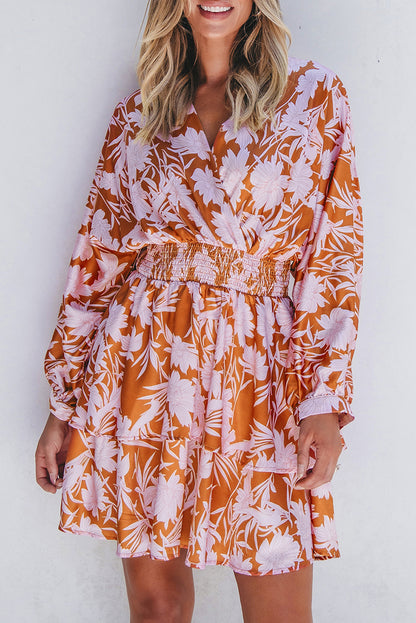 puff sleeve floral dress