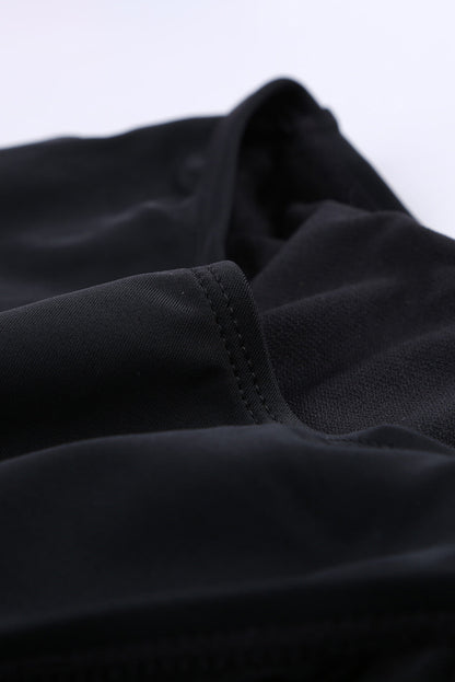 Flaming Red Blossom Striped Patchwork Rashguard One-piece Swimwear