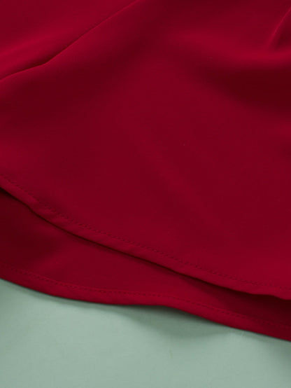 Red Dahlia Keyhole Pleated Crew Neck Plus Size T Shirt