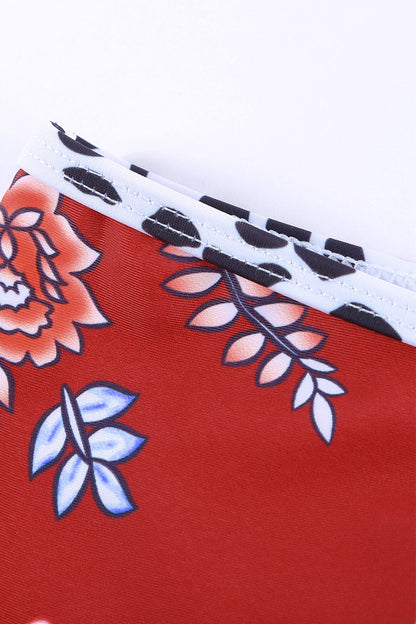 Floral Patchwork Retro High Waist Bikini Set