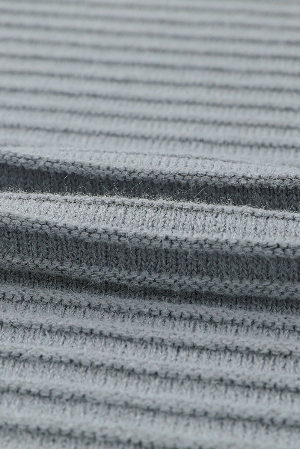 Knit Grey Hooded Duster Cardigan with Horizontal Rib Texture