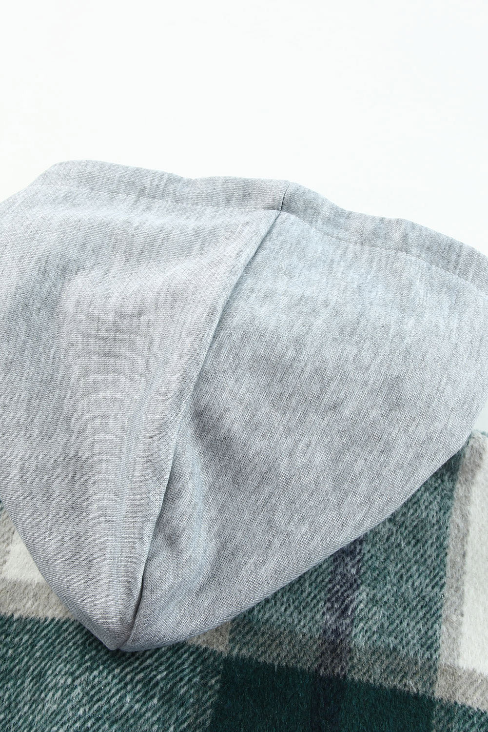 Green Plaid Hooded Button-Up Shacket