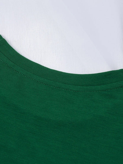 Green Casual Crew Neck T-Shirt for Women