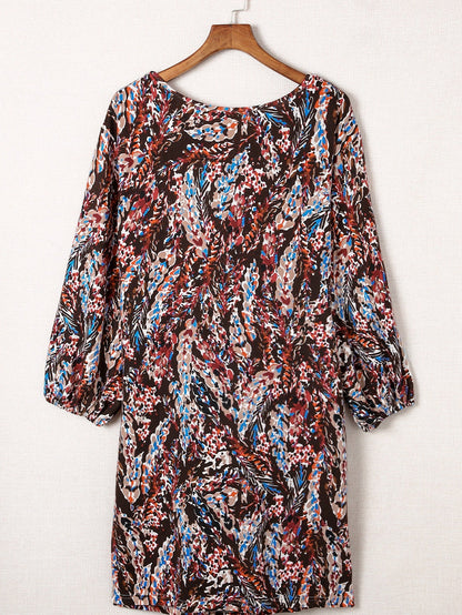 Flamboyant Crimson Curvy Floral Print Mini Dress