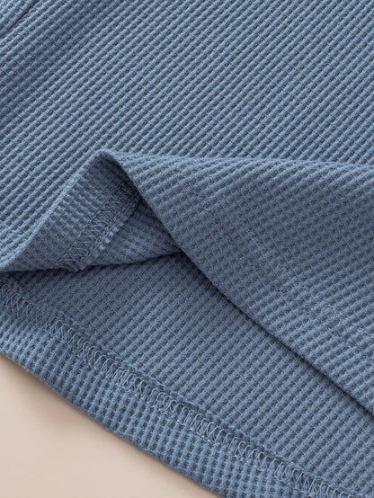 Ashleigh Blue Plus Size Waffle Knit Short Sleeve Drawstring Hoodie