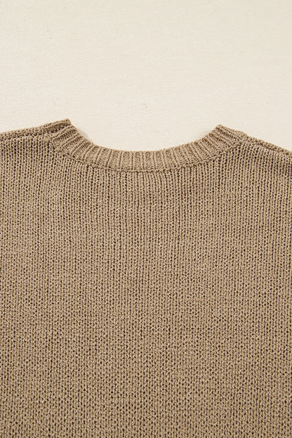 Pale Khaki Oversize Drop Shoulder Slouchy Sweater Dress