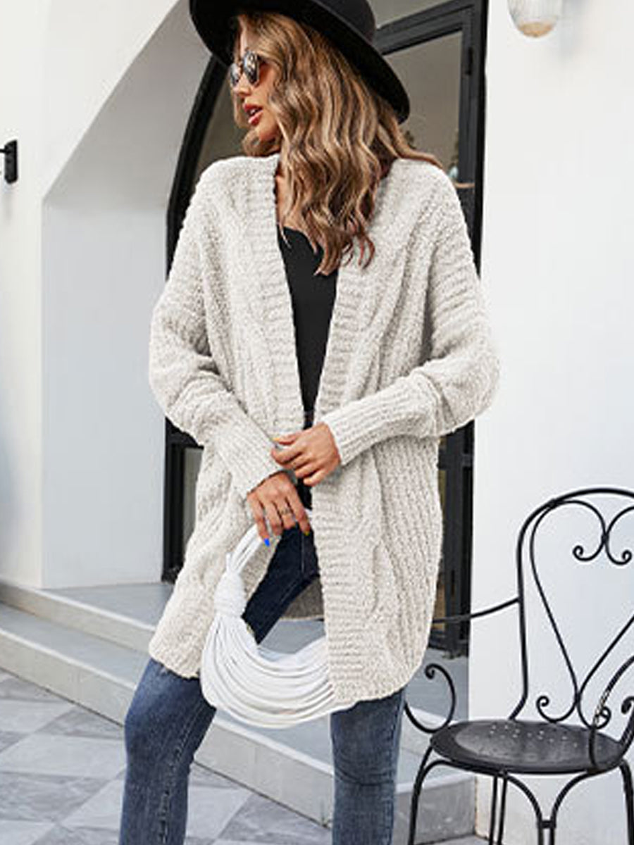 Sweaters - Loose And Cozy V Neck Cable Knit Sweater - MsDressly