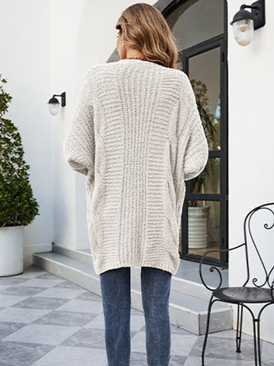 Sweaters - Loose And Cozy V Neck Cable Knit Sweater - MsDressly