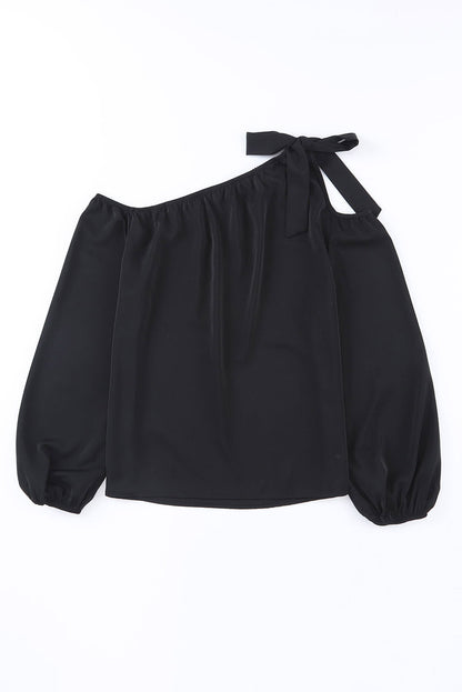 Chiffon Temperament Off Shoulder Tie Loose Blouse