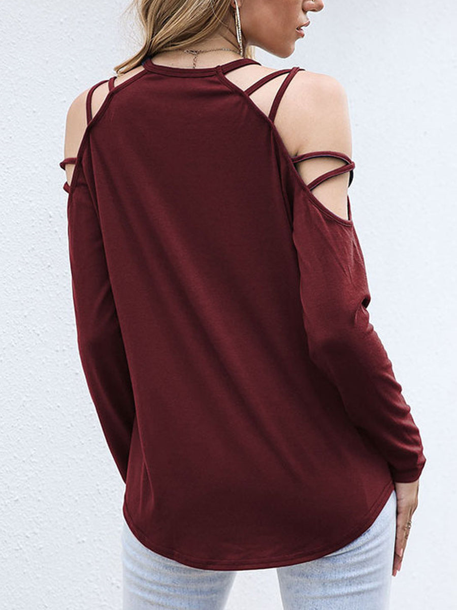 T-Shirts - Solid Color Stitching Temperament Commuter T-Shirt - MsDressly