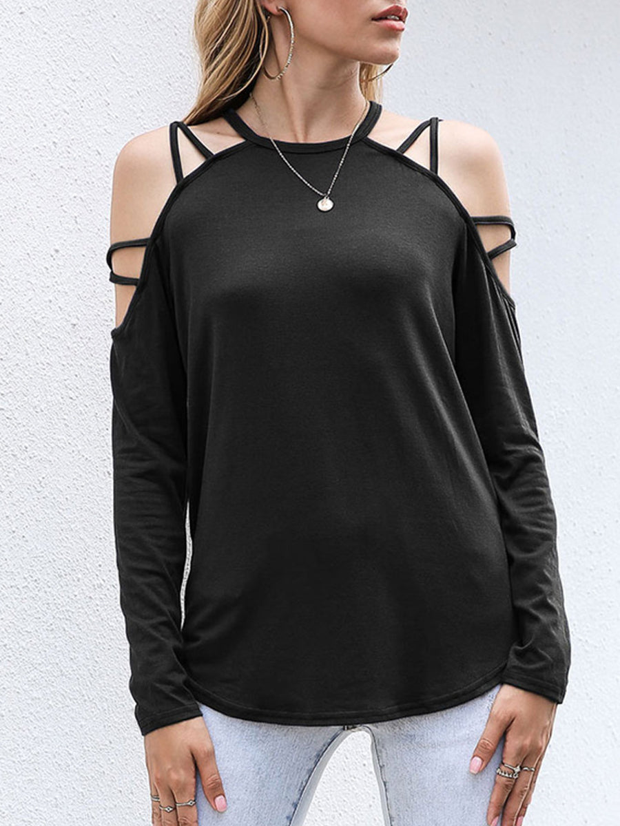 T-Shirts - Solid Color Stitching Temperament Commuter T-Shirt - MsDressly