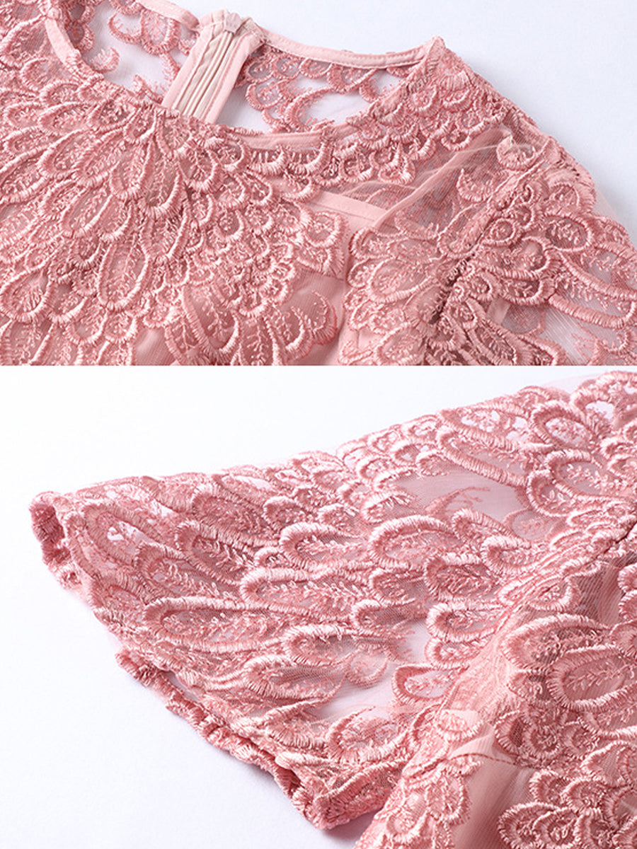 Mini Dresses - Elegant Embroidered Lace All Match Commuter Mini Dress - MsDressly