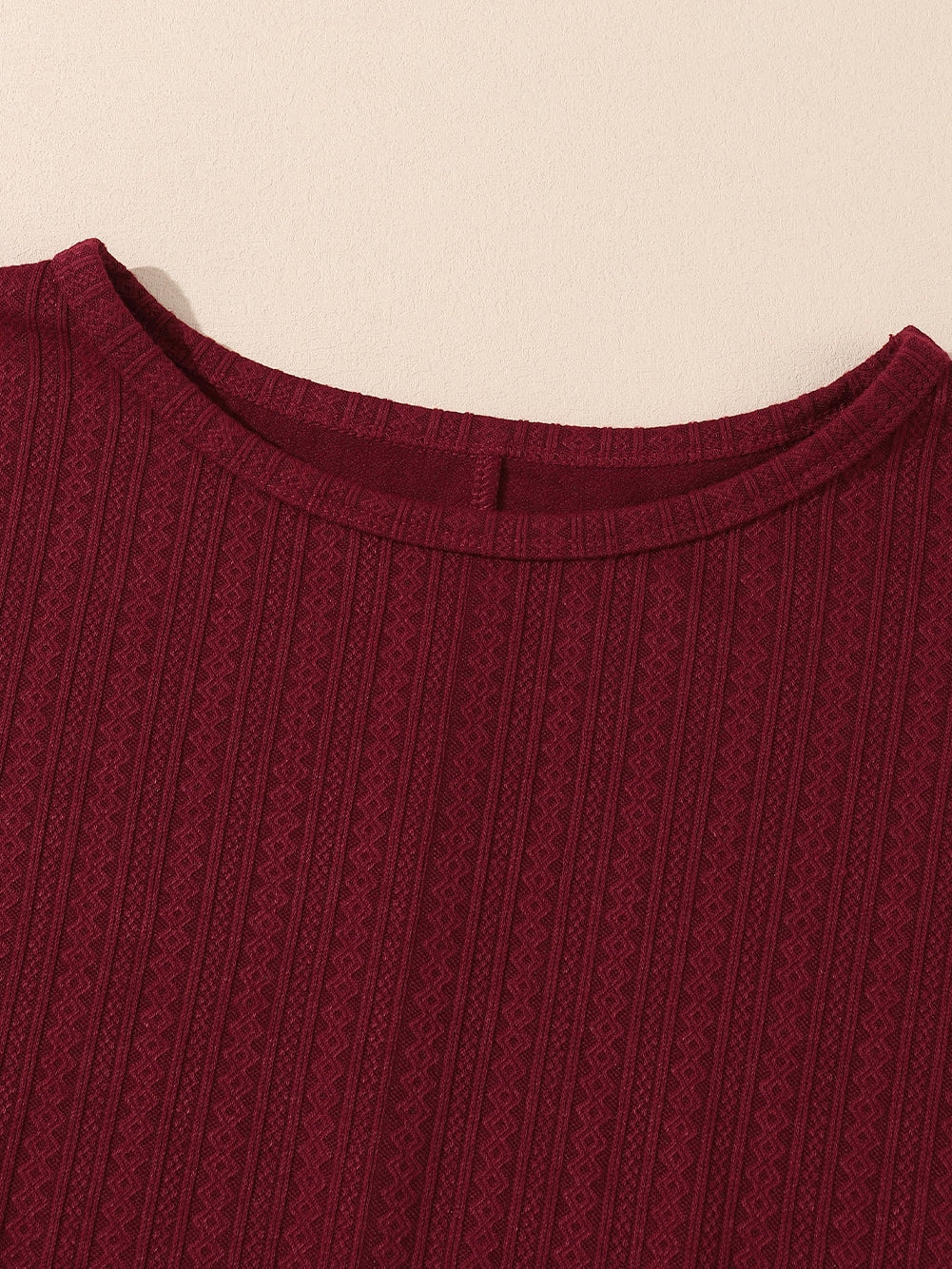 Crimson Dahlia Plus Size Jacquard Knit Bubble Sleeve Top