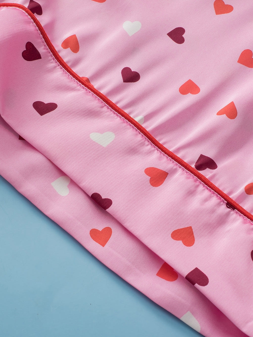 Valentine's Day Pink Heart Print Plus Size Pajama Set