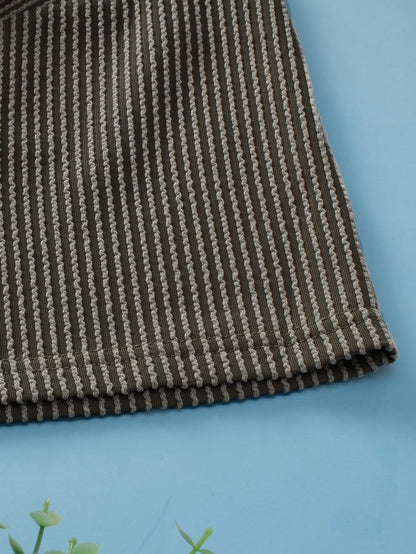 Moss Green Plus Size Rib Knit Short Sleeve Top and Shorts Set