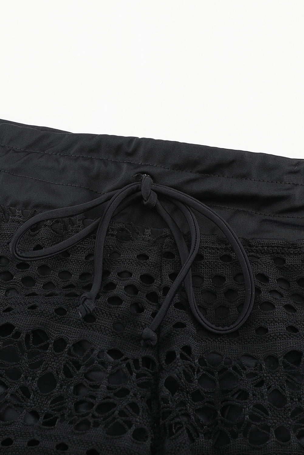 Black Lace Swim Shorts with Attached Briefs