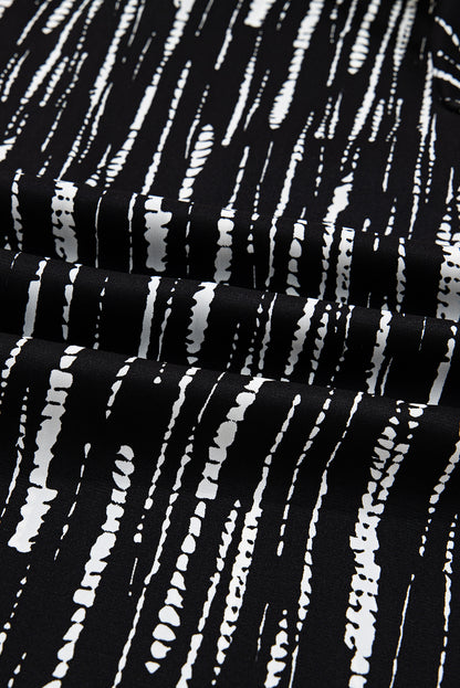 Black Spring and Autumn V-neck long-sleeve tie-dye casual pullover