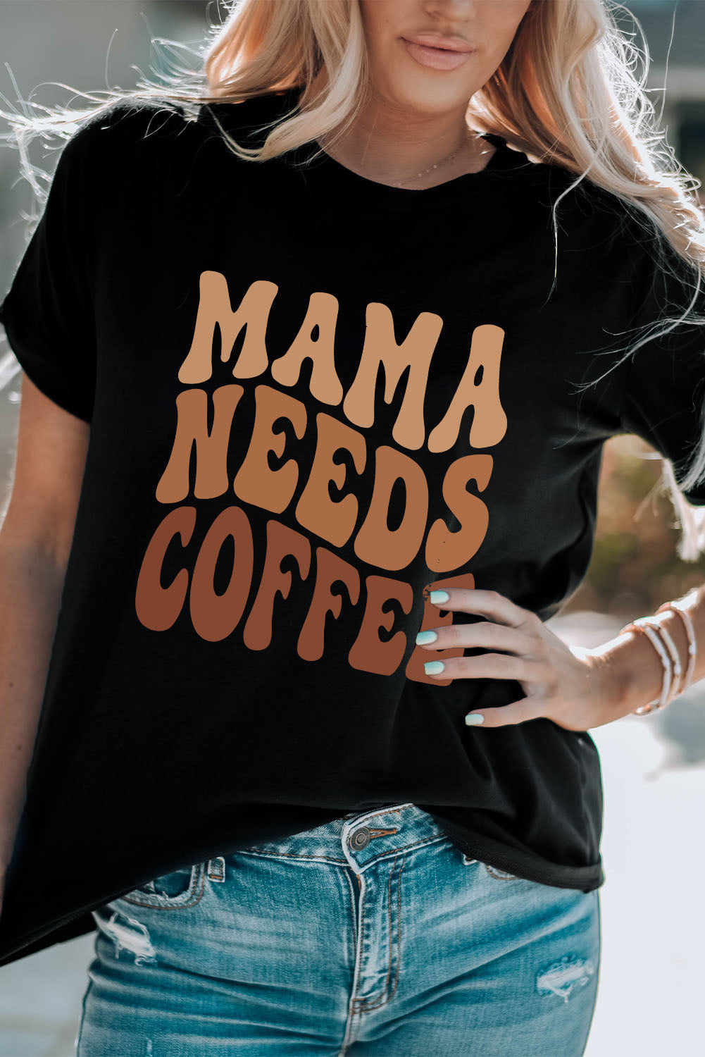 Black COFFEE LOVER Graphic Tee for Busy Moms