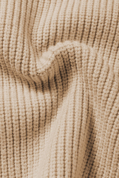 Apricot Ribbed V Neck Cap Sleeve Sweater with Chest Pocket
