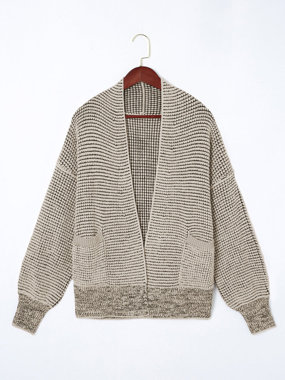 Apricot Oversized Collared Waffle Knit Cardigan
