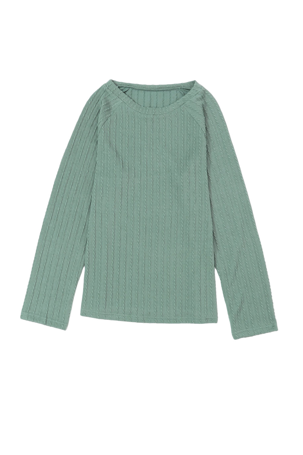 Elegant Green Ribbed Knit Top with Long Sleeves