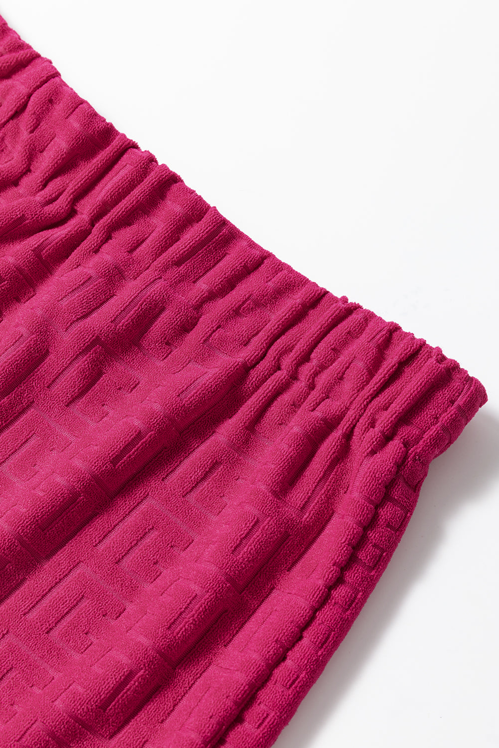 Rose Red Textured Plus Size Dolman Sleeve Top and Shorts Set