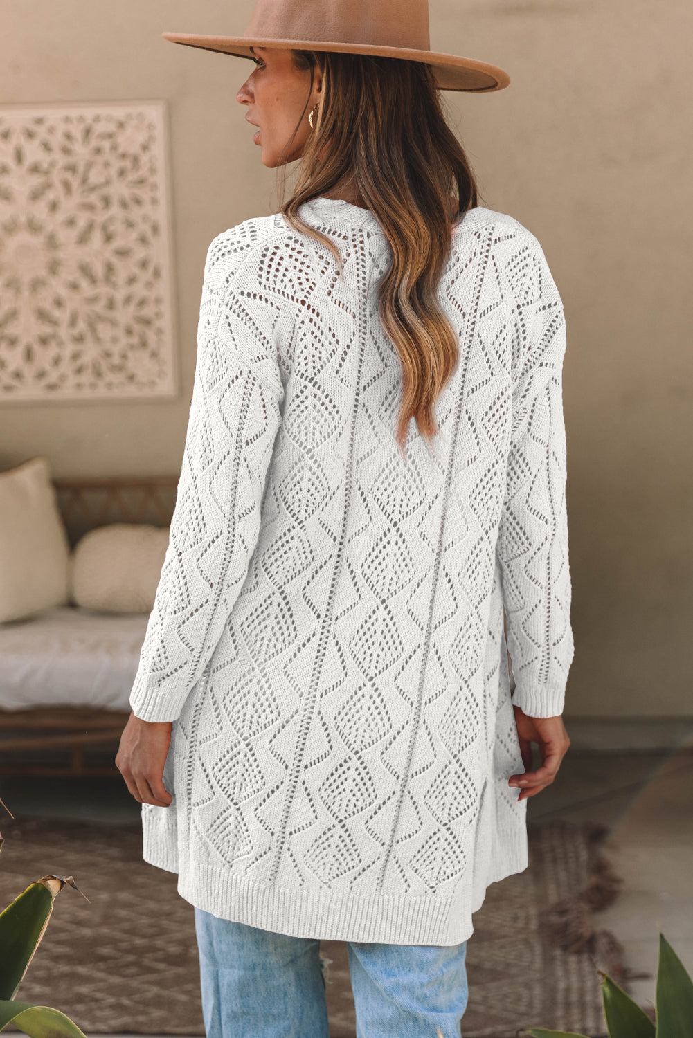 openwork knit cardigan