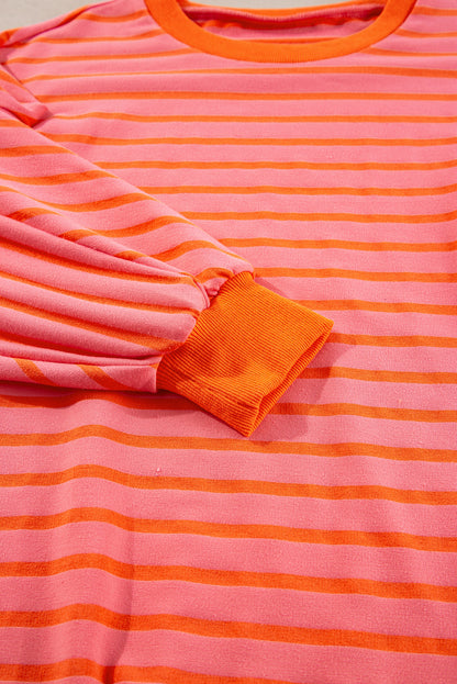 Russet Orange Drop Shoulder Crew Neck Loose Sweatshirt