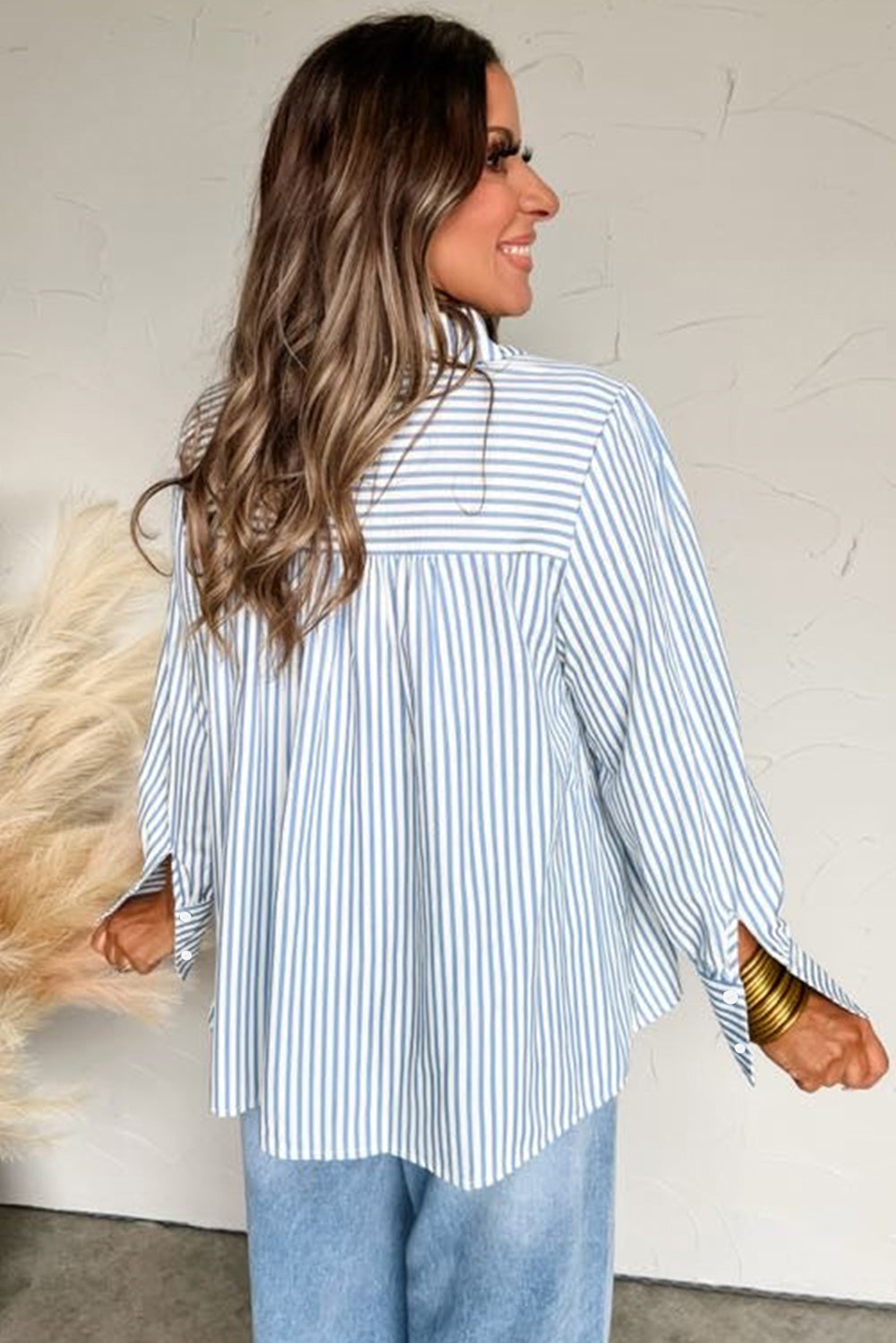 striped long sleeve blouse