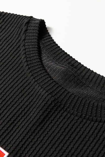 Black JOLLY Corded Long Sleeve Top and Pockets Pants Set