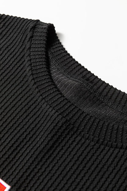 Black JOLLY Corded Long Sleeve Top and Pockets Pants Set