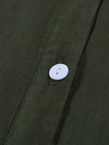 Green Casual Denim Shirt with Boyfriend Style